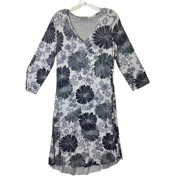 Per Una Dress Size 14 V-Neck Knee Length Floral 3/4 Sleeve Stretchy Fit & Flare - Picture 1 of 4